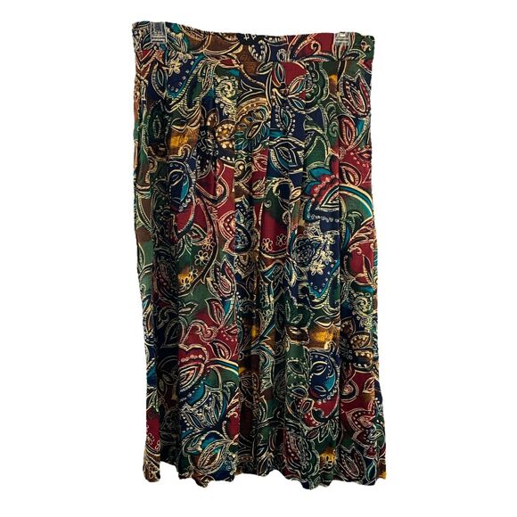 VTG Worthington Womens Skirt Size 12 Paisley Bohemian Pleated Maxi Elastic Waist - Picture 2 of 8